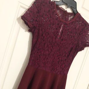 B. Darlin Dark Garnet Lace-top Dress